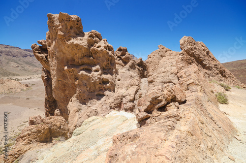 Geological formations, famous volcanic landscape in Teide National Park, Tenerife, Canary islands, Spain.