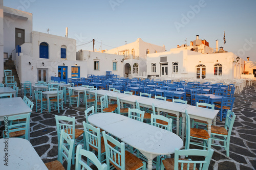 Restaurants in the port of Naousa village on Paros island, Greece