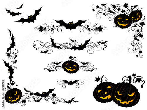 Halloween vintage page decorations and dividers.