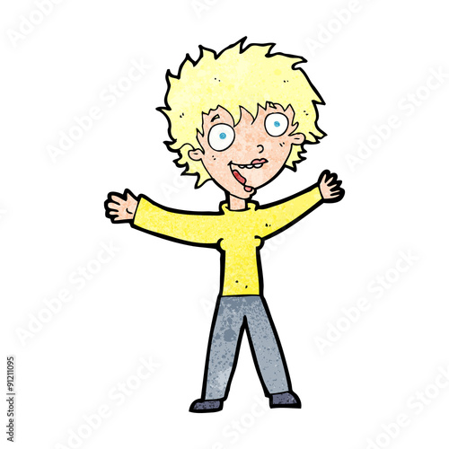 cartoon excited woman