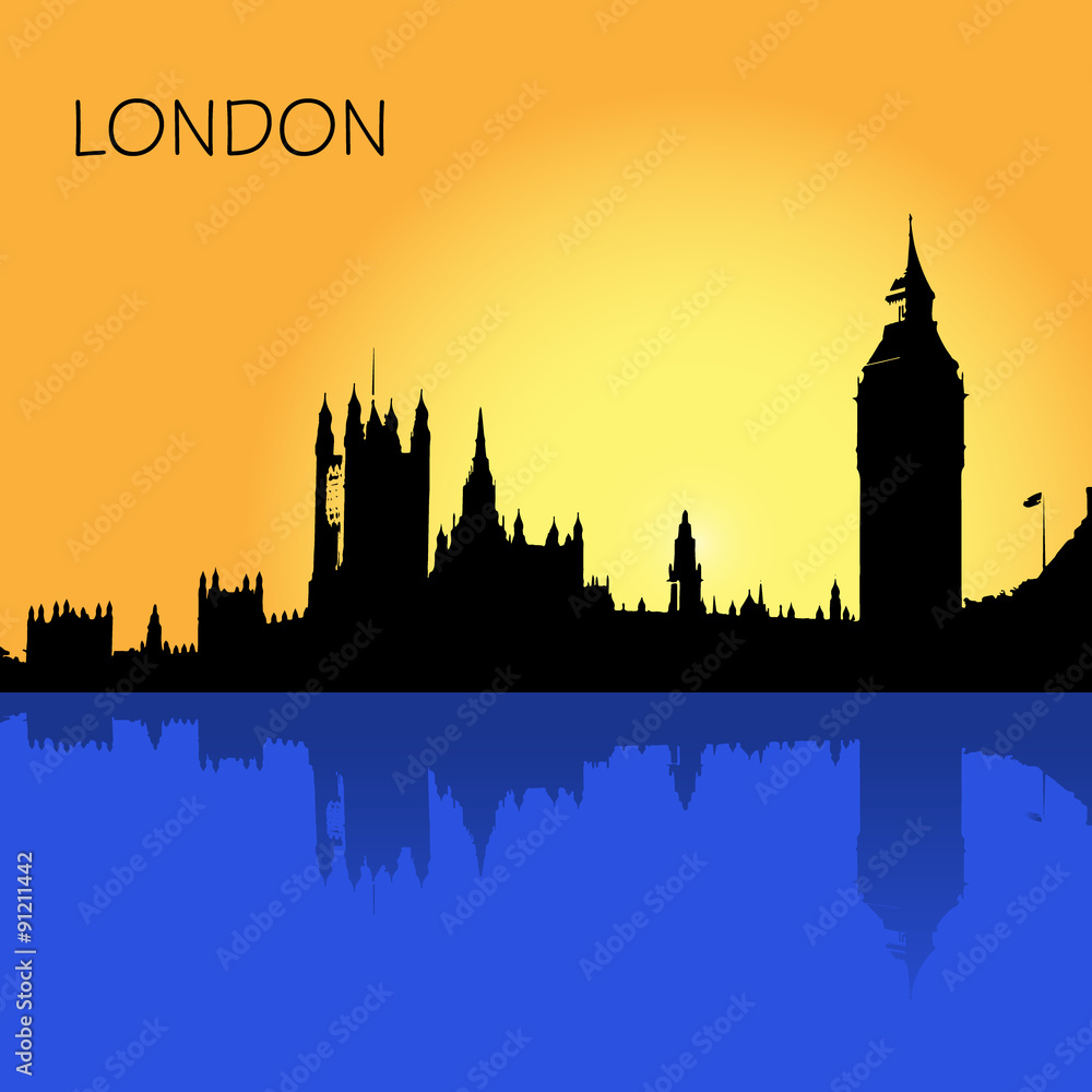 London, skyline, vector illustration in flat design for web sites, Infographic design