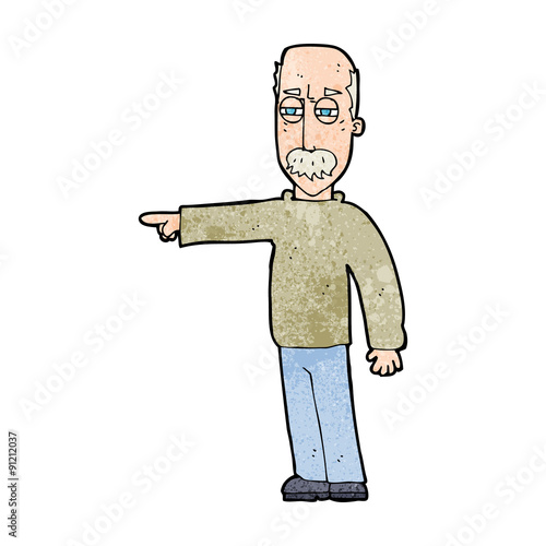 cartoon old man gesturing Get Out!