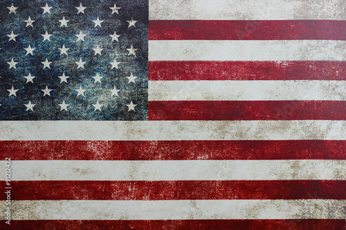 Fotografia Vintage American flag on canvas