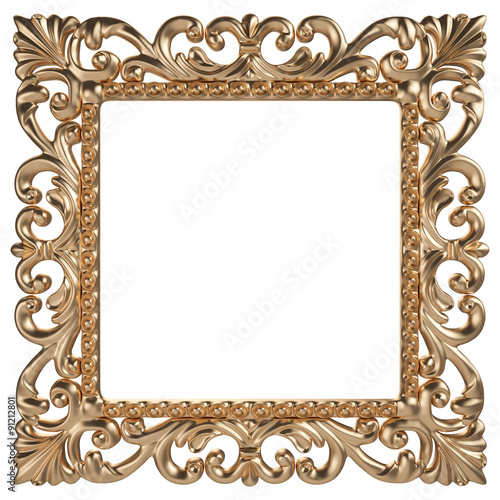 Gold frame. Isolated over white background