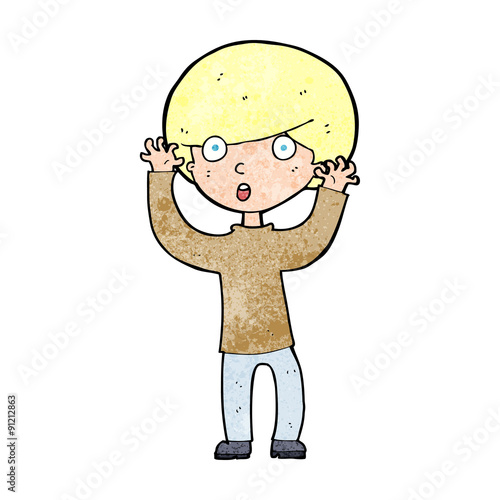cartoon startled boy