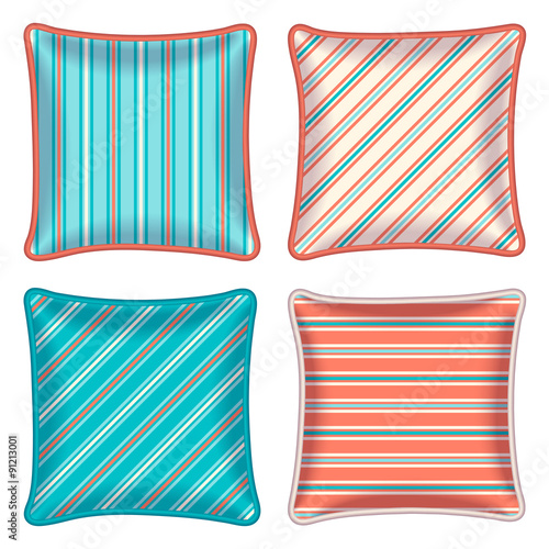 Four striped throw pillows