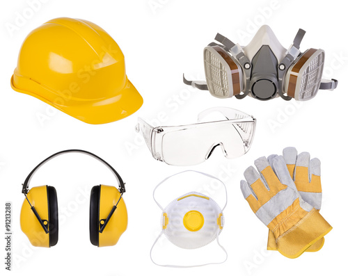 Safety equipment isolated on white background