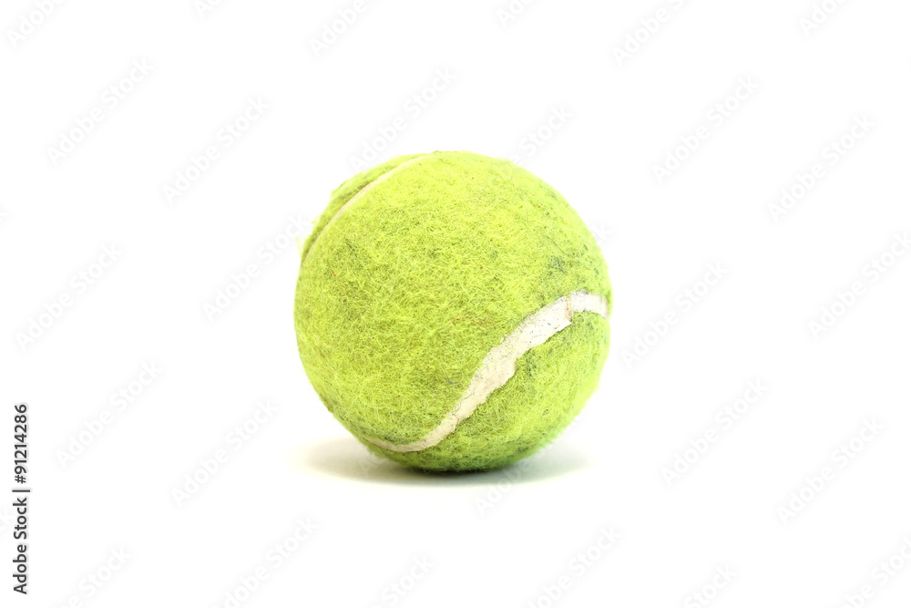 Bright tennis ball on white background