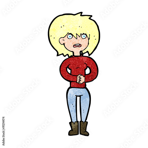 cartoon worried woman