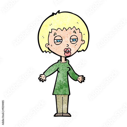 cartoon tired woman