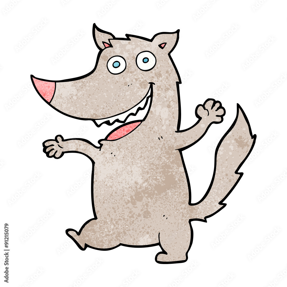 Fototapeta premium cartoon happy wolf