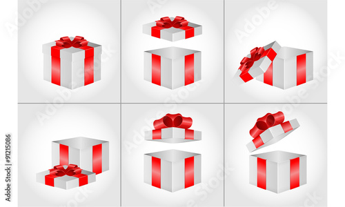 Geschenkboxen mit roter Schleife Set