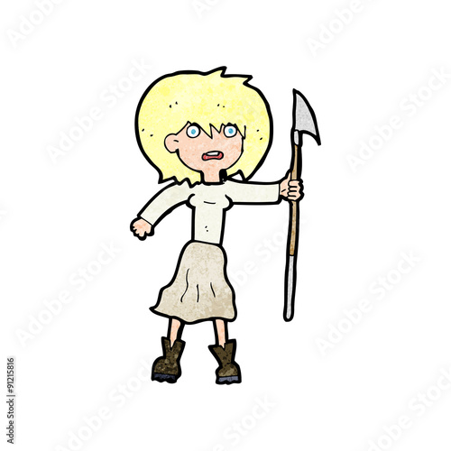 cartoon woman with harpoon