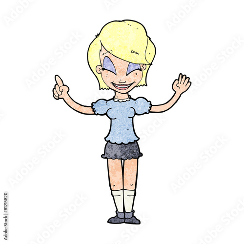 cartoon pretty girl with idea