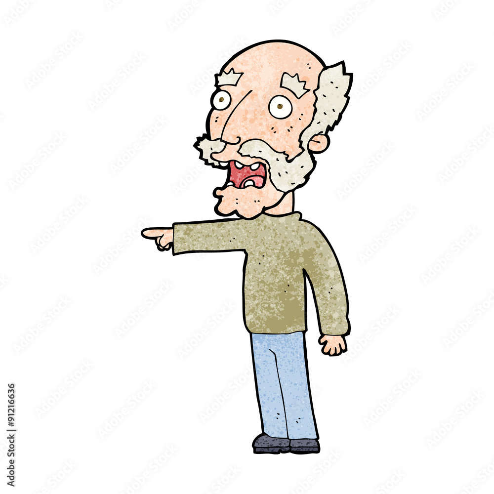 cartoon scared old man pointing cartoon scared old man pointing