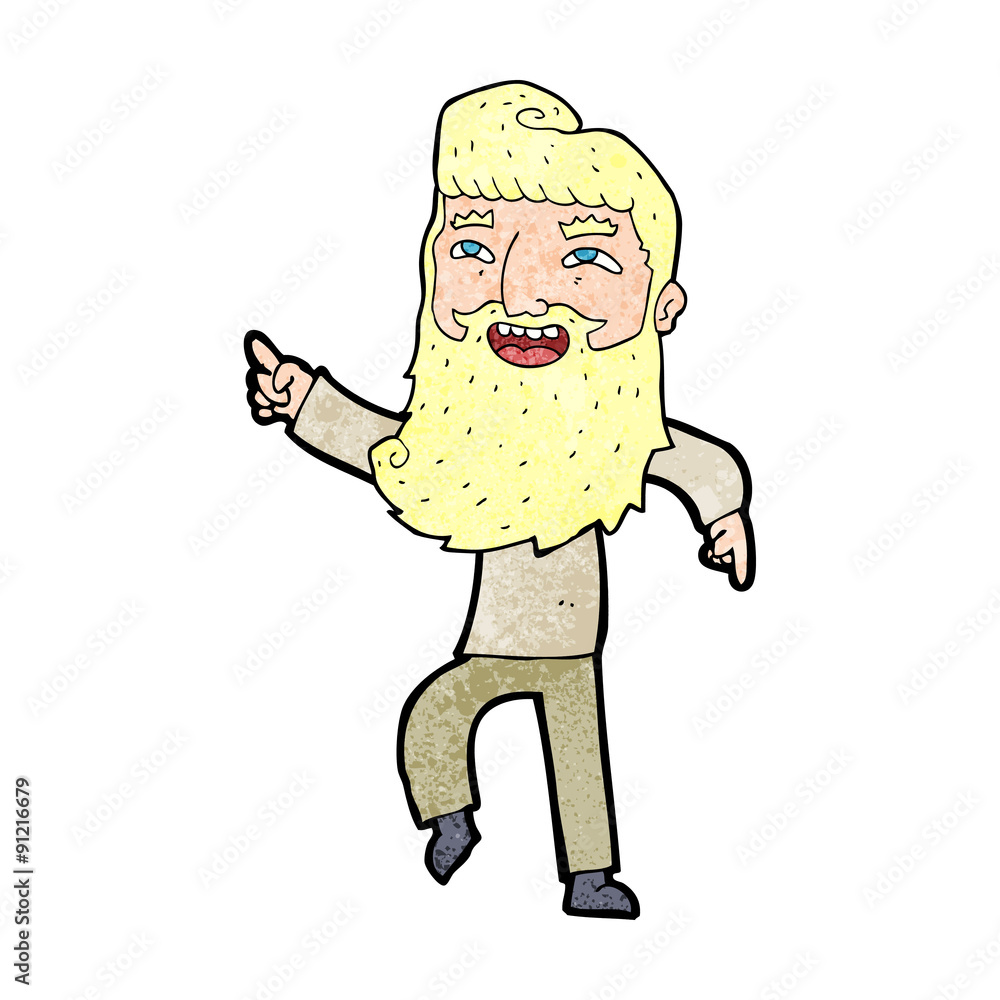 cartoon man with beard laughing and pointing