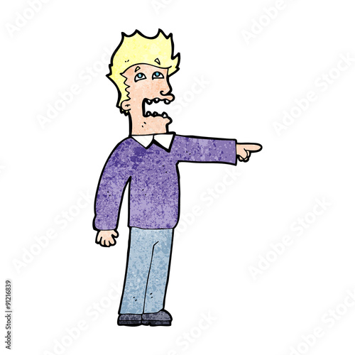 cartoon man accusing