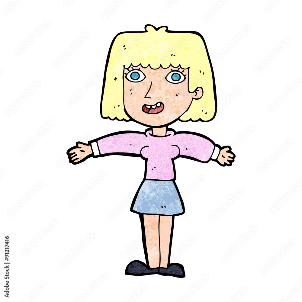 cartoon excited woman