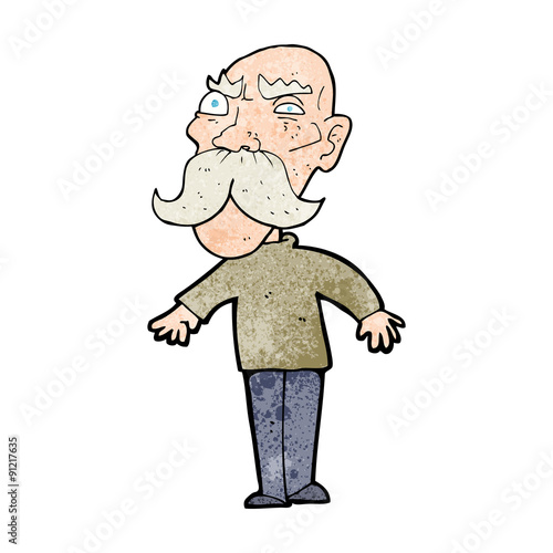 cartoon angry old man