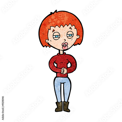 cartoon tired woman
