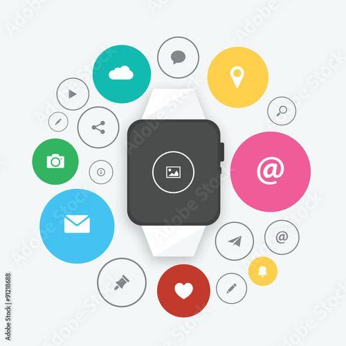 smart watch in flat design ui vector
