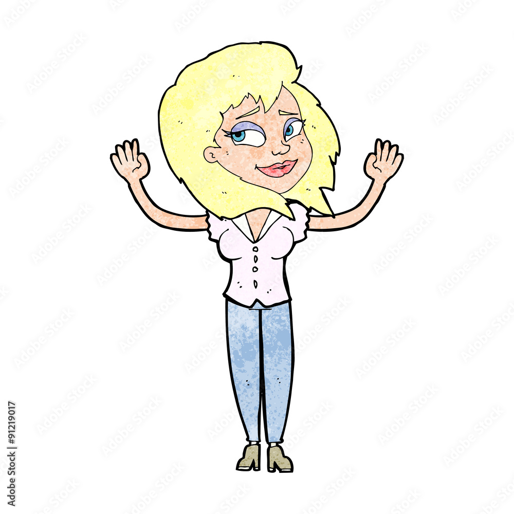 cartoon woman giving up