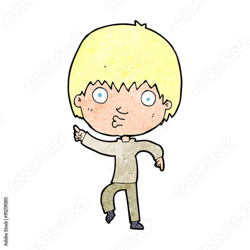 cartoon impressed boy pointing