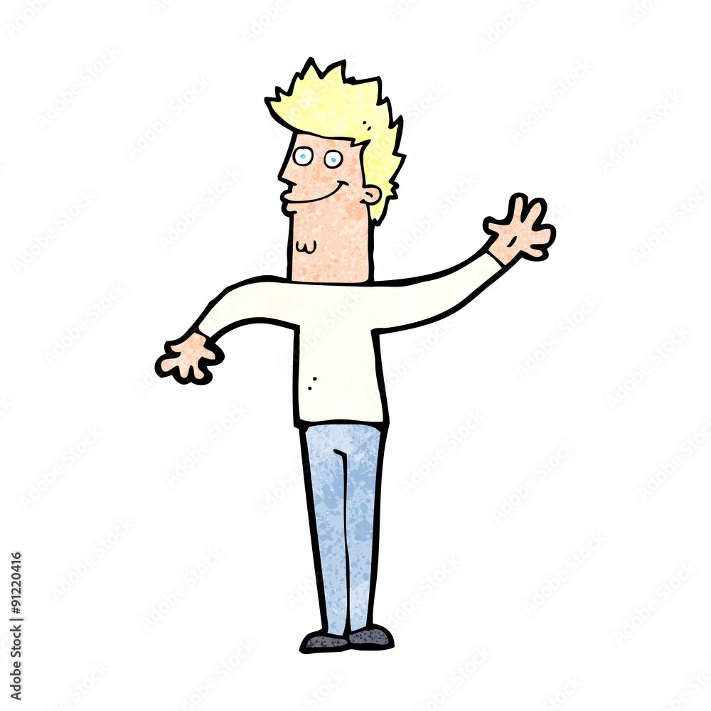 Fototapeta premium cartoon happy waving man