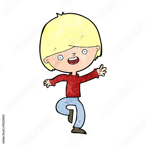 cartoon happy boy dancing