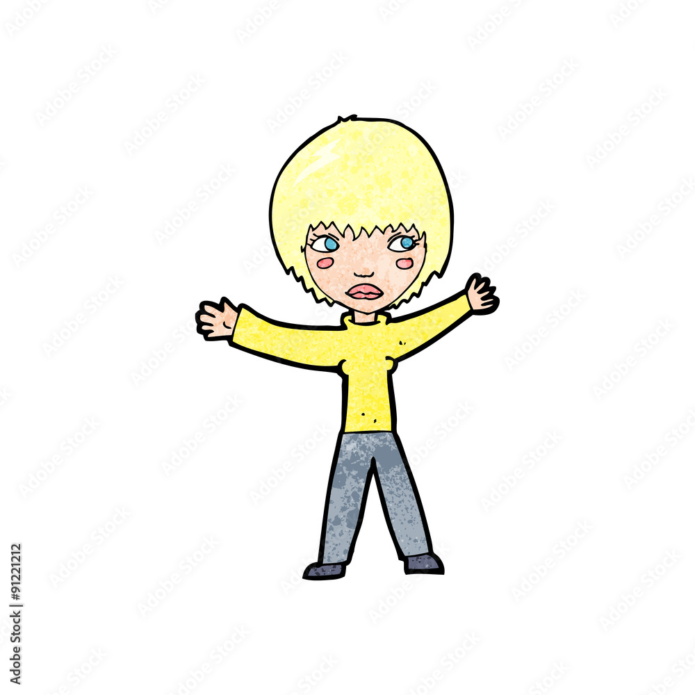 cartoon waving woman cartoon waving woman