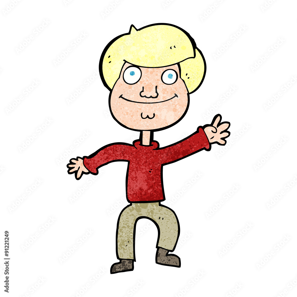 cartoon happy man waving cartoon happy man waving
