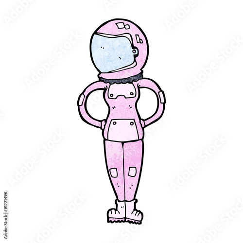 cartoon female astronaut