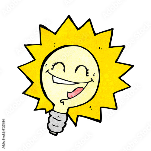 happy light bulb cartoon