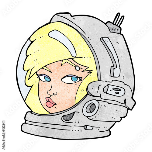 cartoon female astronaut