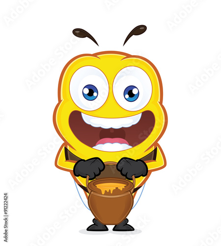 Bee with a jar of honey