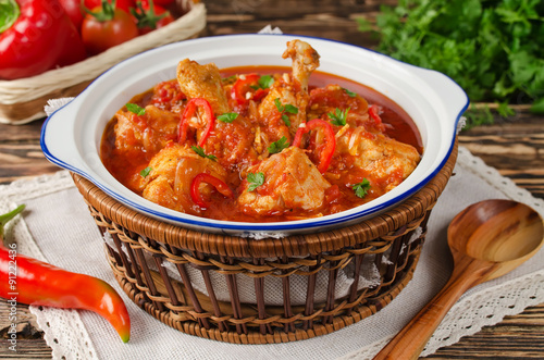 Chakhokhbili - chicken stewed with tomatoes photo