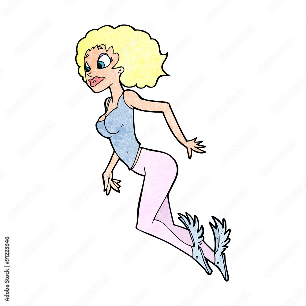 cartoon flying woman