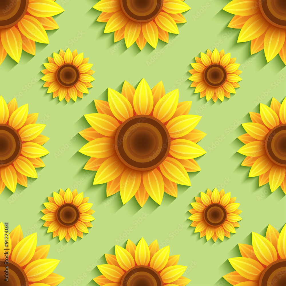 Obraz premium Background seamless pattern with sunflowers