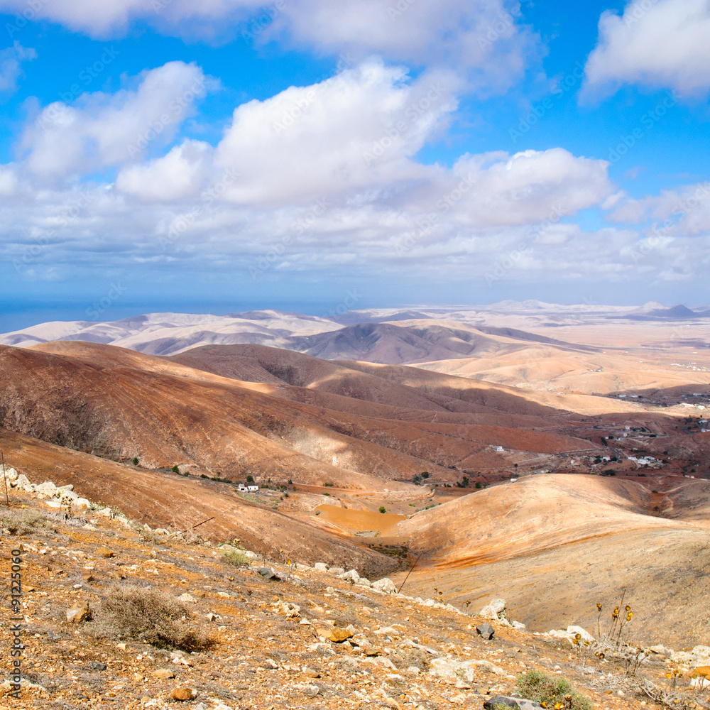 Fuerteventura landscape, desert, Canary islands, Spain