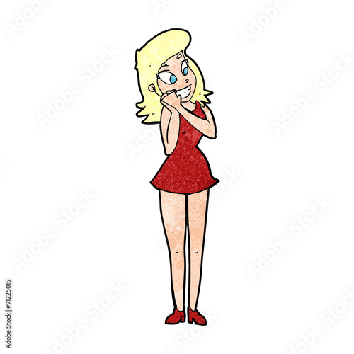 cartoon excited woman