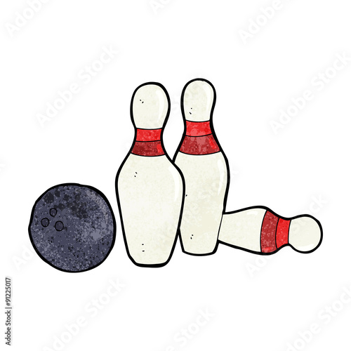 cartoon bowling ball and skittles
