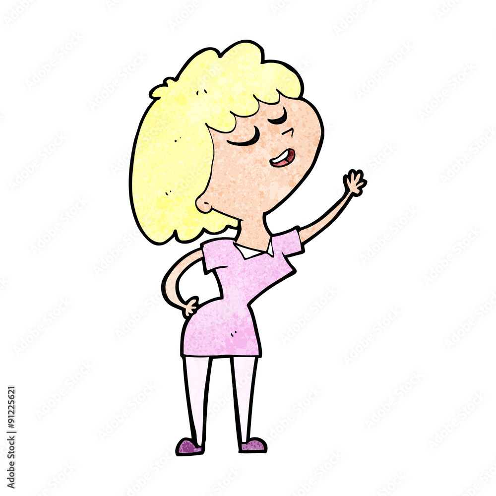 cartoon happy woman about to speak cartoon happy woman about to speak