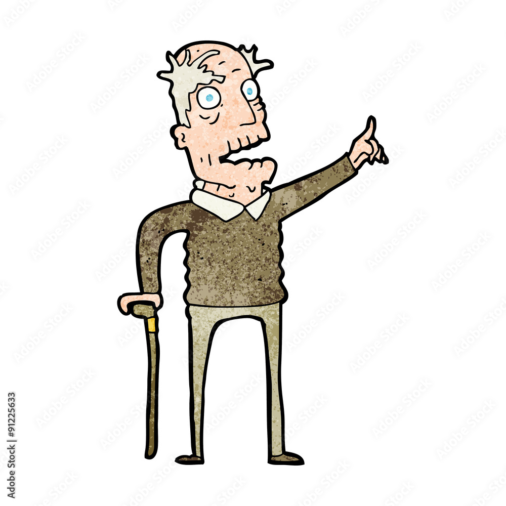 cartoon old man with walking stick cartoon old man with walking stick