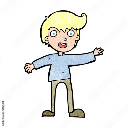 cartoon excited boy
