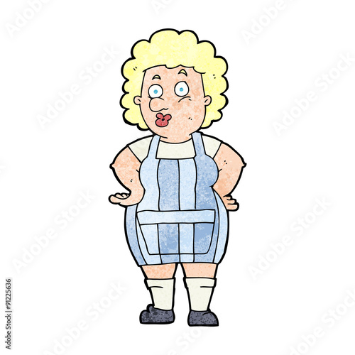 cartoon woman in kitchen apron