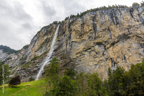 Staubbach Falls in Lauterbrunnen, Switzerland.