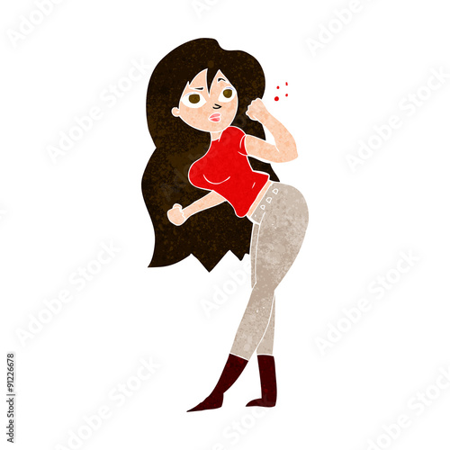 cartoon woman raising fist