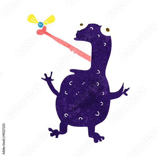 cartoon poisonous frog catching fly