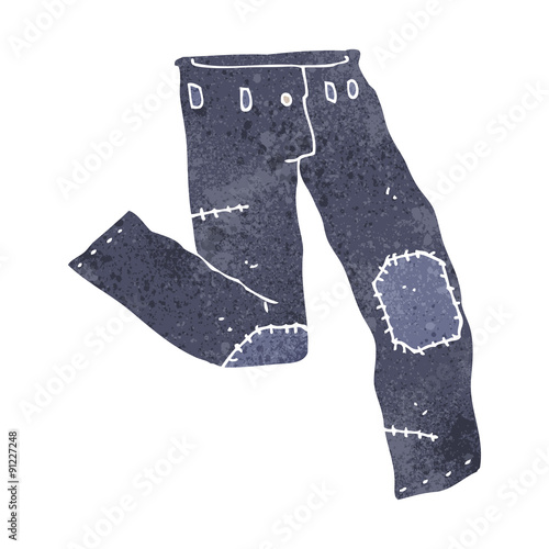 cartoon patched old jeans