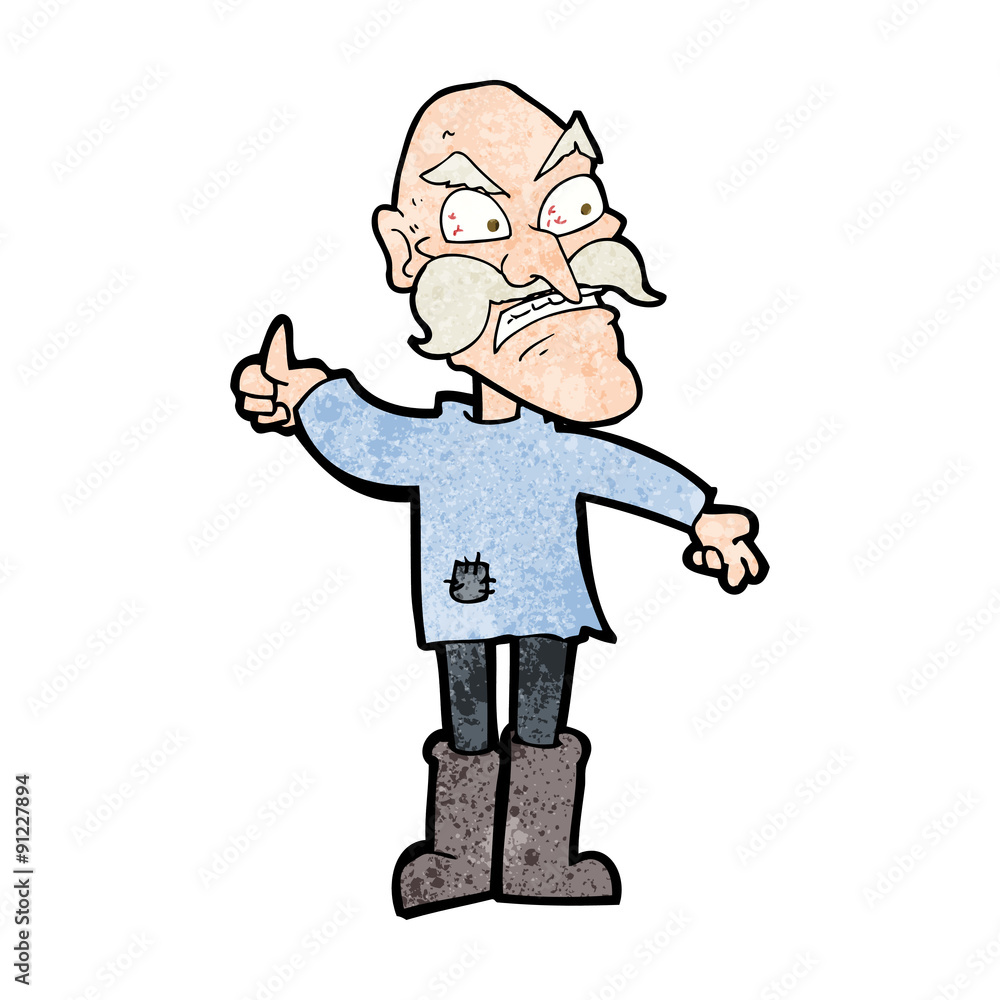 cartoon angry old man in patched clothing cartoon angry old man in patched clothing